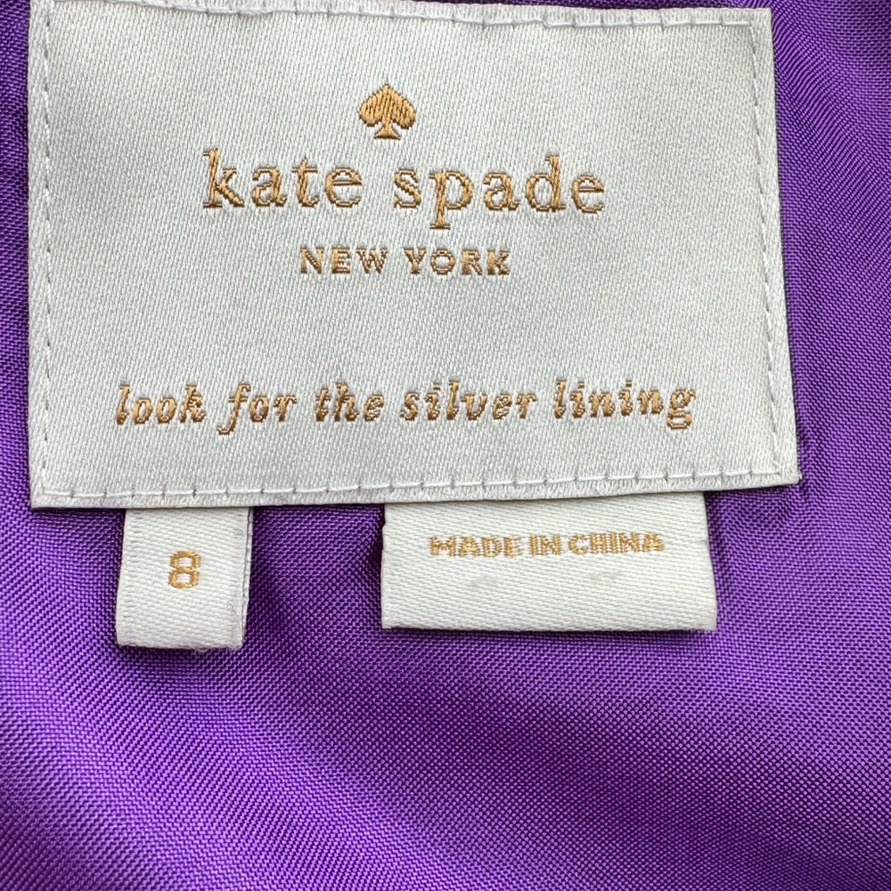 Kate Spade New York Purple Linen Sheath Dress Rosette Neck Size 8 - Picture 3 of 7